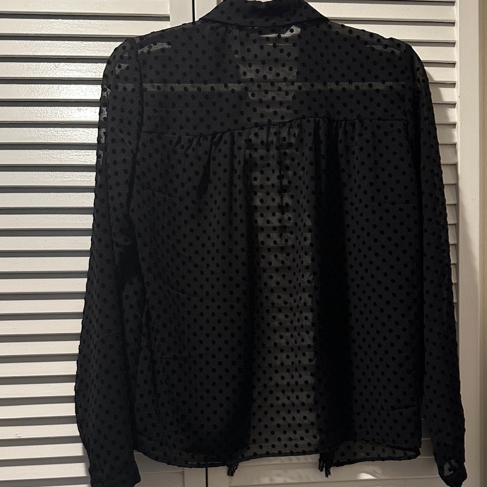 Zara Black Sheer Polka Dot Top - Picture 4 of 4